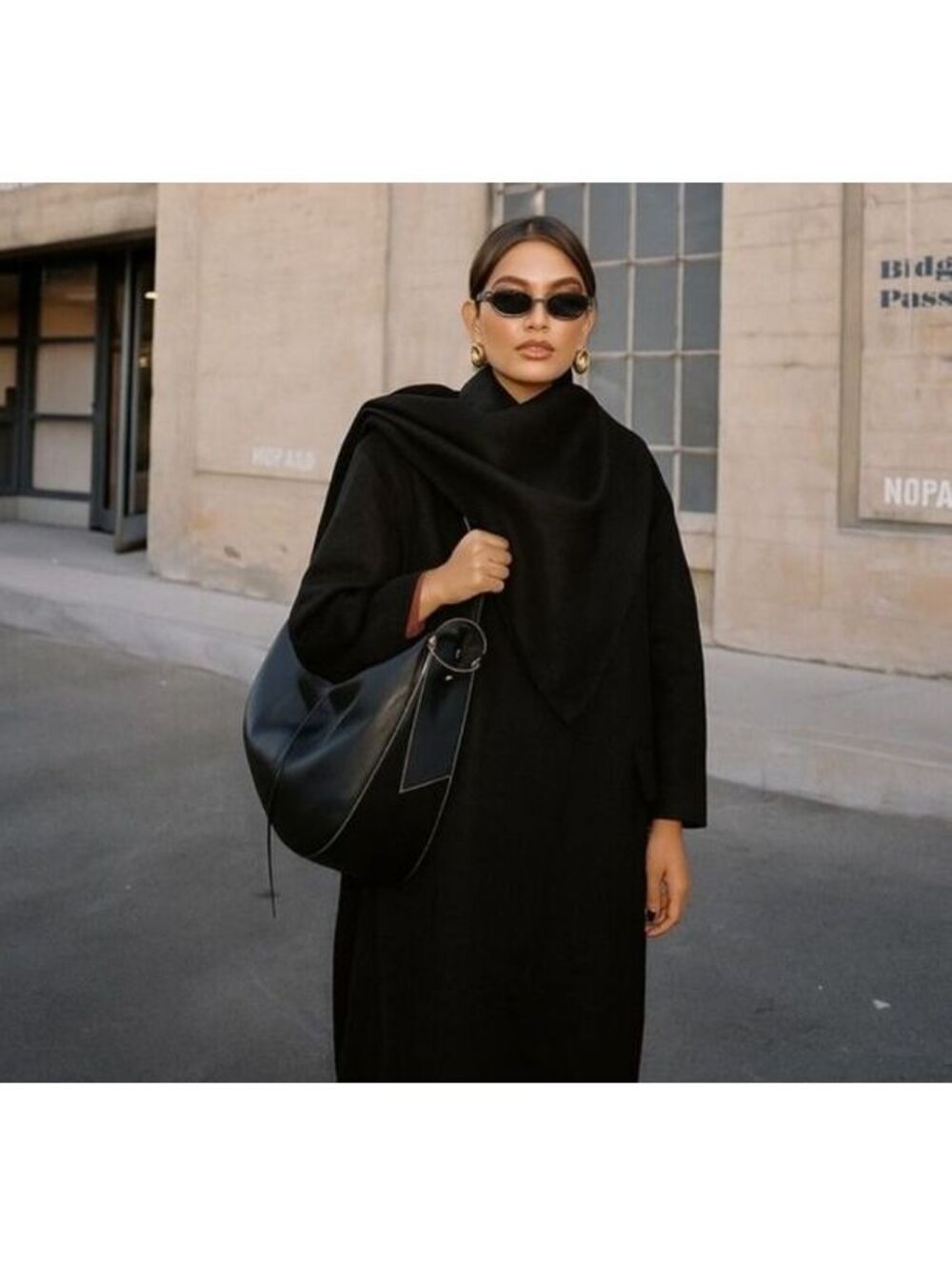 Banana Republic Oversized Double-Faced Cape Coat Black Large